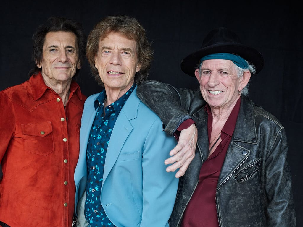 I Rolling Stones: Ronnie Wood, Mick Jagger e Keith Richards